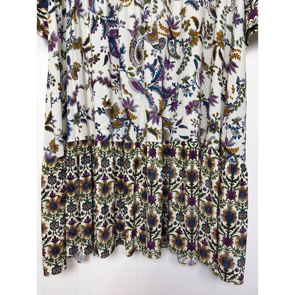 NWOT Sézane Boheme Ecru Arabesque Flower Midi Dress 100% Viscose Size 44 - Picture 9 of 16